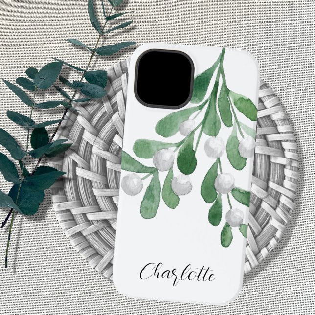 Personalized Name Christmas Mistletoe Case-Mate iPhone Case (Creator Uploaded)