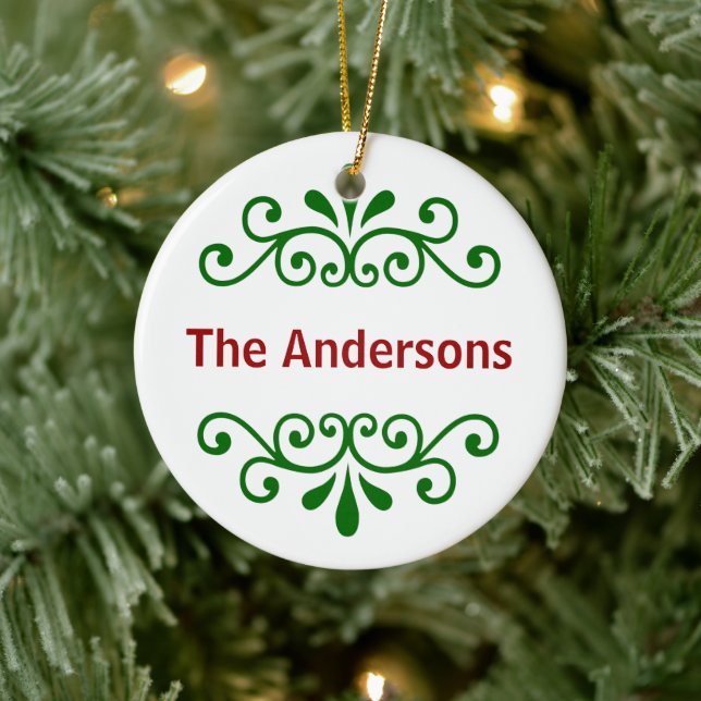 Personalized Name Christmas Ornament in Green (Tree)