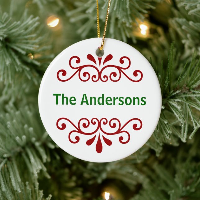 Personalized Name Christmas Ornament in Red (Tree)
