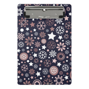 Personalized name christmas pink gold snow mini clipboard