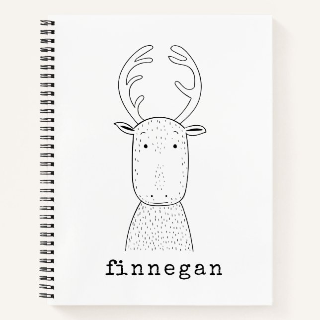 Personalized Name Christmas Reindeer Playful Art Notebook (Front)