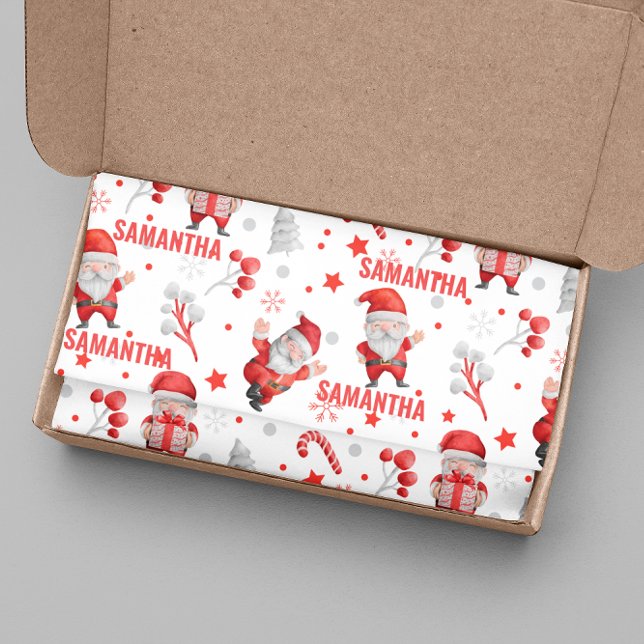 Personalized Name Christmas Santa Pattern Tissue Paper (Creator Uploaded)