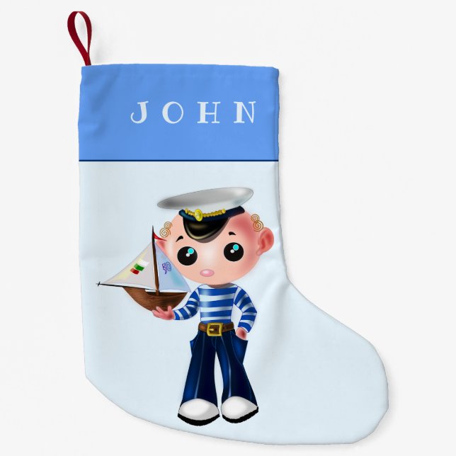 Personalized Name Christmas Stocking Captain Boy (Front)