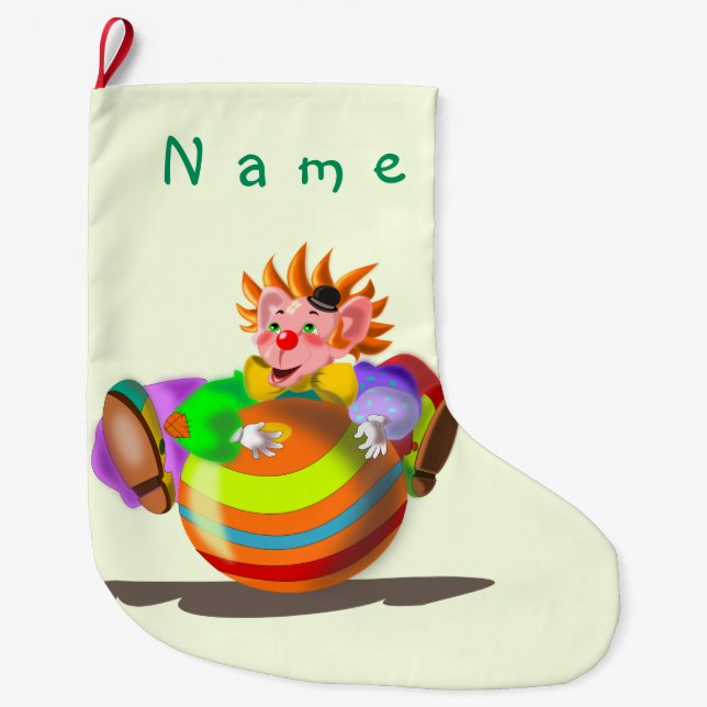 Personalized Name Christmas Stocking with Clown (Front)