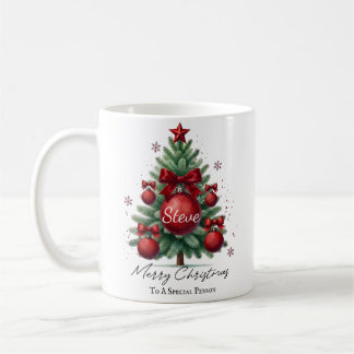Personalized Name Christmas Tree Elegant Gift Coffee Mug