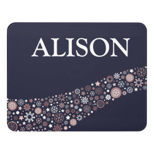 Personalized name christmas winter snowflakes  door sign