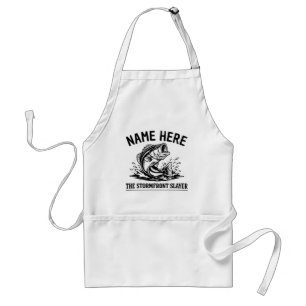 Personalized Name Classic Bass Fishing Storm Adult Apron