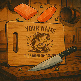 Personalized Name Classic Bass Fishing Storm Engraved Cutting Board