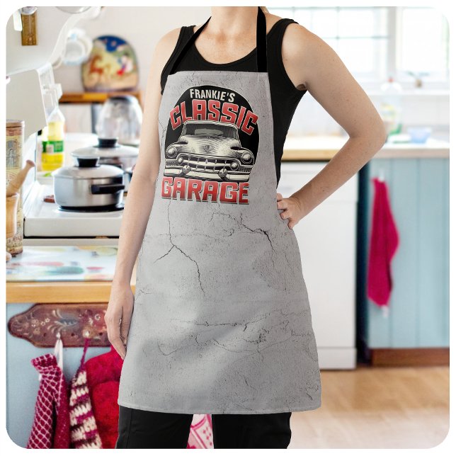 Personalized NAME Classic Car Garage Custom Shop Apron (Creator Uploaded)