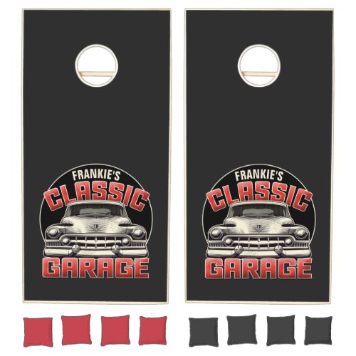 Personalized NAME Classic Car Garage Custom Shop Cornhole Set