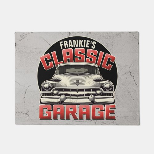 Personalized NAME Classic Car Garage Custom Shop Doormat