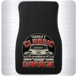 Personalized NAME Classic Car Garage Custom Shop Floor Mat