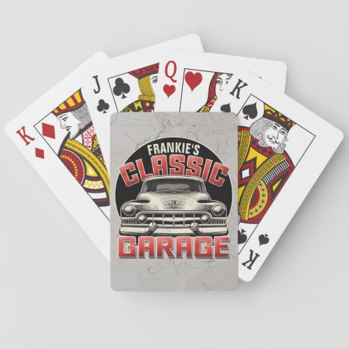 Personalized NAME Classic Car Garage Custom Shop Poker Cards