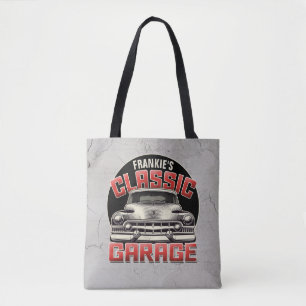 Personalized NAME Classic Car Garage Custom Shop Tote Bag