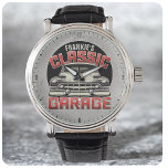 Personalized NAME Classic Car Garage Custom Shop Watch<br><div class="desc">Personalize this truly unique,  one-of-a-kind Retro Vintage American Classic Car Caddy Leadslead Custom Gift. Perfect addition to your retro man cave garage decor! Customize with your Name or Custom Text! The coolest vintage retro look around...  Rockabilly Hot Rod Hotrod Kustom Cruiser Lowrider</div>
