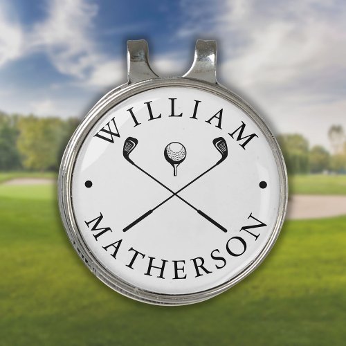 Personalized Name Classic Golf Clubs Golf Hat Clip