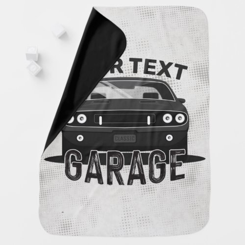 Personalized NAME Classic Muscle Car Garage Retro Baby Blanket