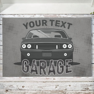 Personalized NAME Classic Muscle Car Garage Retro Doormat