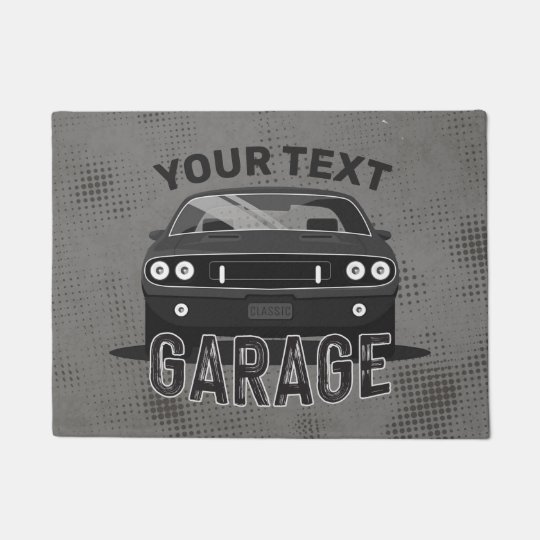Personalized NAME Classic Muscle Car Garage Retro Doormat