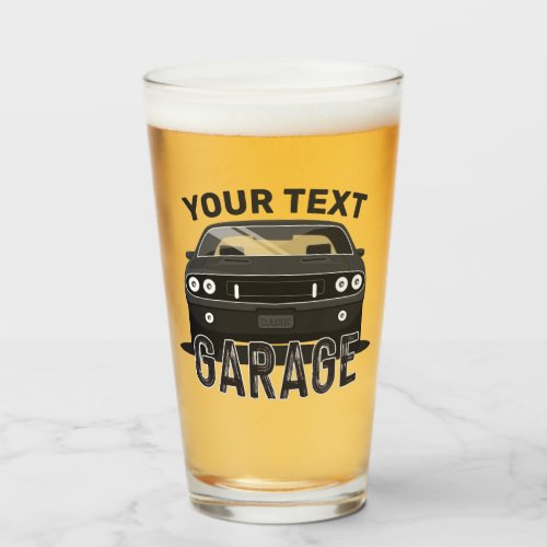 Personalized NAME Classic Muscle Car Garage Retro Glass