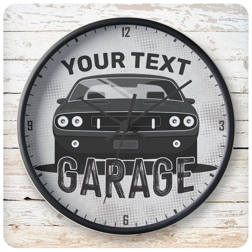 Personalized NAME Classic Muscle Car Garage Retro Large Clock