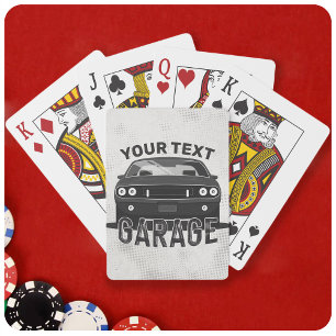 Personalized NAME Classic Muscle Car Garage Retro Poker Cards