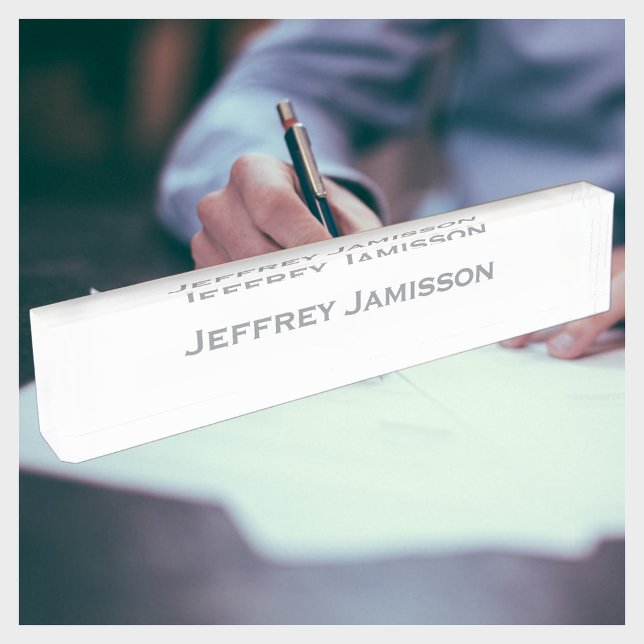 Personalized Name Clear and Gray Acrylic Desk Name Plate (Creator Uploaded)