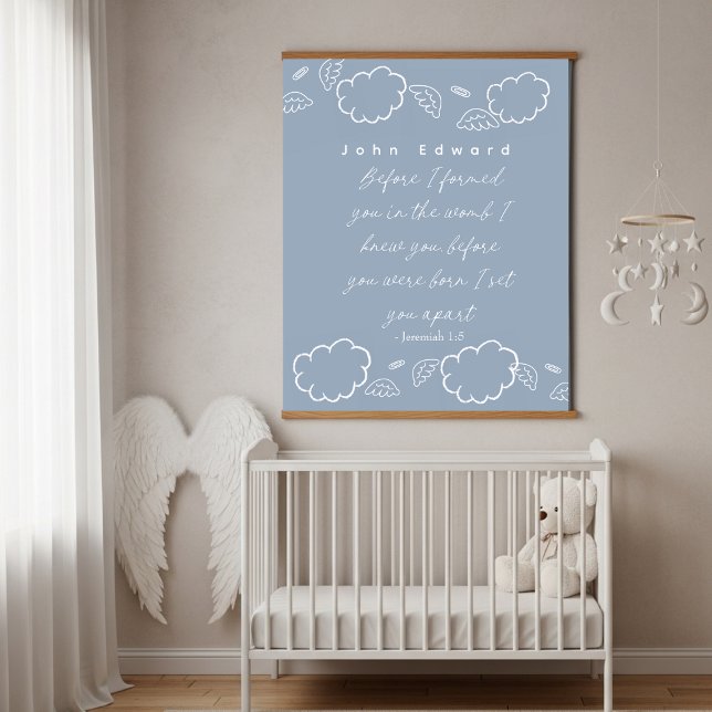 Personalized Name Cloud Jeremiah 1:5 Nursery  Hanging Tapestry (Personalized Name Cloud Jeremiah 1:5 Nursery Hanging Tapestry)