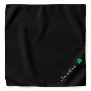 Personalized Name Clover Trefoil Shape Black Bandana