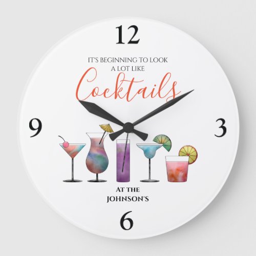 Personalized Name Cocktails Large Clock