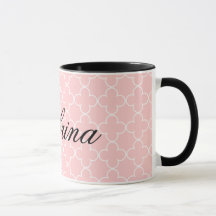 Personalized name coffee mug | Pink quatrefoil