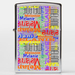 Personalized Name Collage Colorful Custom Zippo Lighter