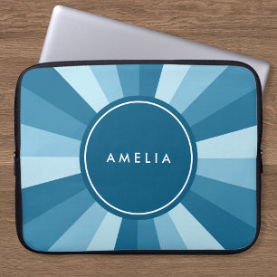 Personalized Name Color Wheel Shades of Blue Laptop Sleeve