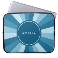 Personalized Name Color Wheel Shades of Blue Laptop Sleeve