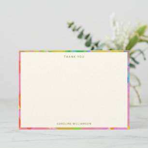 Personalized Name Colorful Abstract Paint Border Thank You Card