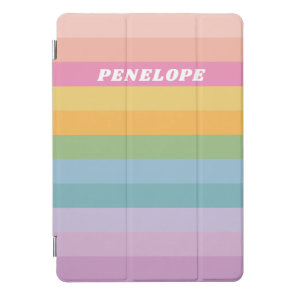 Personalized Name Colorful Bright Pastel Stripes iPad Pro Cover