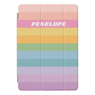 Personalized Name Colorful Bright Pastel Stripes iPad Pro Cover