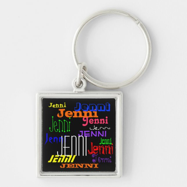 Personalized Name Colorful Collage Keychain (Front)