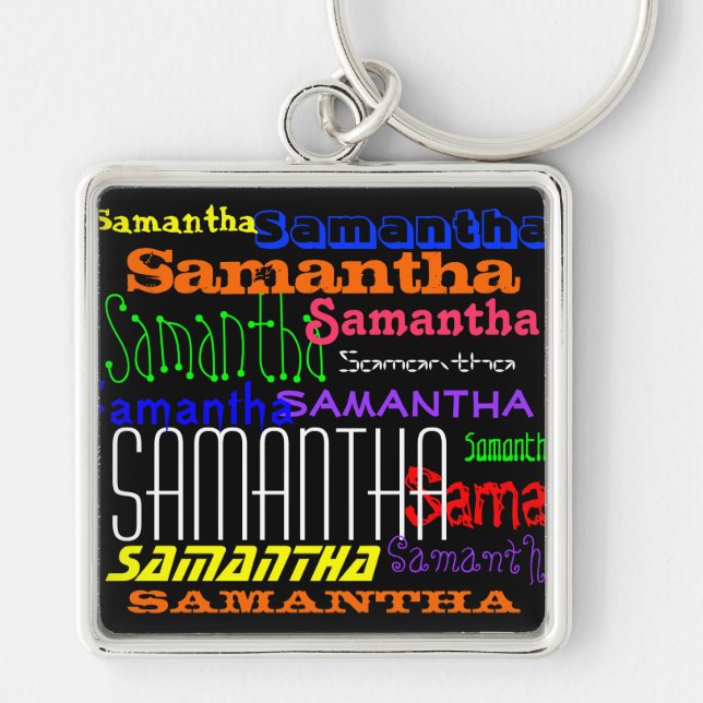 Personalized Name Colorful Collage Keychain (Front)