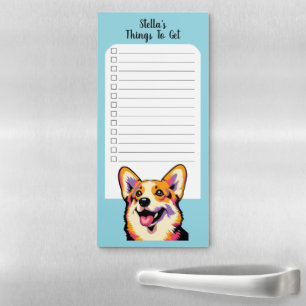 Personalized Name Colorful Corgi Pop Art Magnetic Notepad