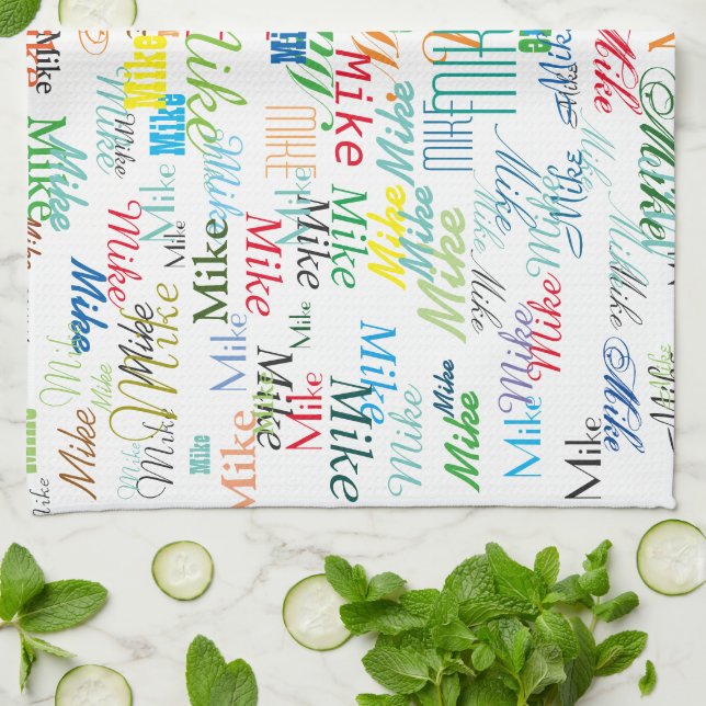 Personalized name colorful kitchen towel (Folded)