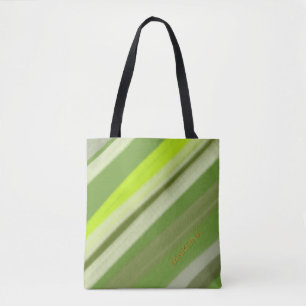 Personalized Name Colorful Lime Green Stripes Tote Bag