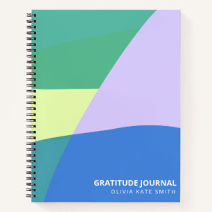 Personalized Name Colorful Modern Blue Gratitude Notebook