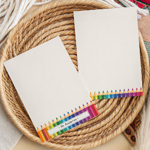 Personalized Name Colorful Pencils Teacher's Note Card