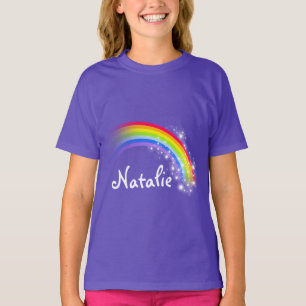 Personalized name colorful rainbow purple top