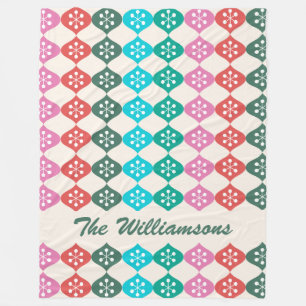 Personalized Name Colorful Retro Geometric Pattern Fleece Blanket