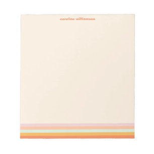 Personalized Name Colorful Stripes Retro Pastel Notepad