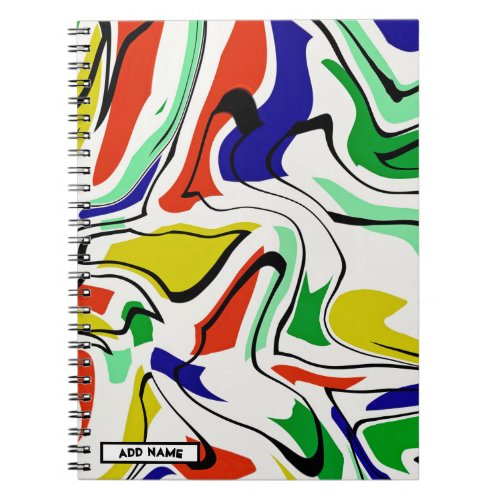 Personalized Name Colorful Wavy Retro Pattern  Notebook