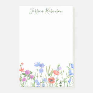 Personalized Name Colorful Wildflower Garden Post-it Notes