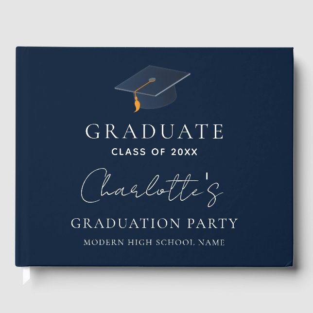 Personalized Name Commencement Graduation Party Guest Book (Front)